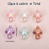 12pcs 6 colors Bubble Style Transparent Acrylic Pendants TACR-CA0001-24-2