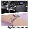 Natural Amethyst & Acrylic Imitation Pearl & Alloy Enamel Beads Charm Bracelets for Women HJEW-OC00402-5