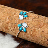 Bohemian Iron Resin Imitation Turquoise Cuff Bangles for Women FS-WG44455-01-2