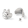 Non-Tarnish 304 Stainless Steel Curved Leaf Stud Earrings for Women EJEW-K244-25P-2