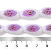 Printing Glass Oval Beads for Necklaces Bracelets Making GLAA-B020-01A-06-4
