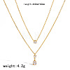 304 Stainless Steel Pave Clear Cubic Zirconia Teardrop Pendant Double Layer Necklaces for Women WG4ACB0-02-1