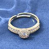 Brass Micro Pave Clear Cubic Zirconia Cuff Open Rings CU-CBA5C10-18G-1