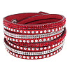 6-row Suede Cord & Rhinestone & Alloy Rivet Wrap Bracelets WGDA315-01-1