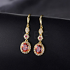 Brass Micro Pave Cubic Zirconia Oval Dangle Earrings for Women RE8265-3-1