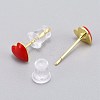 Brass Enamel Stud Earrings EJEW-L231-65C-2