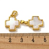 Rack Plating Brass Natural White Shell Pendants KK-U025-03G-01-3