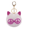 Cat Polyester Furry Pom-Pom Keychain for Women PW-WG2D274-03-1