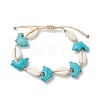 Natural Shell & Synthetic Turquoise Braided Bead Anklets AJEW-AN00562-01-1