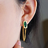 304 Stainless Steel & Cubic Zirconia Dangle Tassel Chains Earrings WG42BD9-01-2