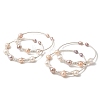 Brass Wire Wrapped Natural Pearl Cuff Bangles for Women BJEW-D453-01S-4