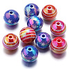 10Pcs UV Plating Colours Acrylic Beads OACR-S146-01F-1