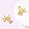 Brass Micro Pave Cubic Zirconia Stud Dangle Earring EJEW-H180-20B-G-2