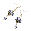 Handmade Flower Printed Porcelain Dangle Earrings EJEW-MZ00751-4
