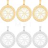 Unicraftale 6Pcs 2 Colors 304 Stainless Steel Norse Viking Compass Amulet Pendants STAS-UN0038-27-1