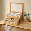 3-Tier Pine Wood Jewelry Storage Drawer Boxes with Visible Window CON-WH0095-222-5
