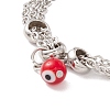 Round Evil Eye Lampwork & Heart & Clover Charm Bracelet with 304 Stainless Steel Chain for Women STAS-P304-16P-3
