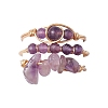 3Pcs Natural  Amethyst Bead Finger Ring RJEW-JR00855-02-2