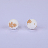 Christmas Printed Round with Gingerbread Man Pattern Silicone Focal Beads SI-JX0056A-215-1