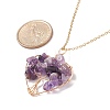 Natural Gemstone Chips Heart with Tree of Life Pendant Necklace NJEW-JN03906-7