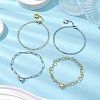 4Pcs 4 Style Brass and 304 Stainless Steel Paperclip  Chain Bracelets Sets BJEW-JB11050-2