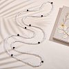 Baking Paint Pearlized Glass Pearl Round Beaded Long Necklaces NJEW-SW00066-02-3