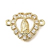 Religion Brass Micro Pave Clear Cubic Zirconia Connector Charms KK-G602-07G-13-1