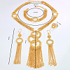 Luxury Alloy Ring Tassel Bracelets & Earrings & Necklaces & Rings Sets for women CI2534-2