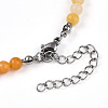 Natural Topaz Jade 4.5mm Round Beaded Flower Pendant Necklaces NJEW-T016-04N-6