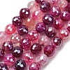 Electroplated Natural Agate Beads Strands G-B191-A07-8mm-06-2