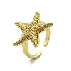 Starfish Brass Cuff Rings for Women RJEW-C123-02G-4