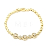 Brass Micro Pave Clear Cubic Zirconia Flat Round Link Chain Bracelets for Women BJEW-R315-01E-G-1