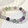 Natural Fluorite Round Beaded Stretch Bracelets GG-CBA12F1-02A-04-3