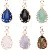  6Pcs 6 Styles Natural Gemstone Copper Wire Wrapped Pendants G-NB0003-75-1