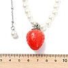 Resin Red Strawberry Pendant 304 Stainless Steel Paperclip Chain & Acrylic Pearl White Round Beaded Necklaces for Women NJEW-JN06113-4
