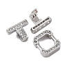 Brass Micro Pave Clear Cubic Zirconia Fold Over Clasps KK-P291-12P-2