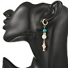 Synthetic Chrysocolla & Natural Agate Beads Hoop Dangle Earrings EJEW-JE07321-3