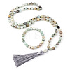 Natural Amazonite Round Beaded Pendant Necklaces & Bracelets Sets FS-WG9D102-26-2