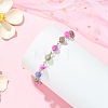 Natural Multicolor Tourmaline Beaded Link Chain Bracelets for Women BJEW-JB13742-2