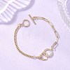 Brass Micro Pave Clear Cubic Zirconia Heart & Ring Link Bracelets BJEW-JB13159-1