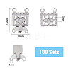 100 Sets 2-Strands 4-Holes 304 Stainless Steel Box Clasps STAS-DC0012-94-2