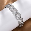 Brass Micro Pave Clear Cubic Zirconia Curb Chain Bracelets for Women BJEW-A034-04B-P-3