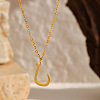 304 Stainless Steel Arabic Initial Letter Pendant Necklaces FS-WG7B6CA-06-1