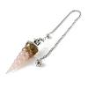 Resin Dowsing Pendulum Pendants with Natural & Synthetic Gemstone Chips inside and Iron Chain & Alloy Caps GG-CBAEAD2-01-3
