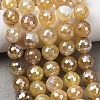 Electroplated Natural Agate Beads Strands G-B191-A07-10mm-08-1