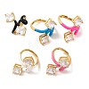 Rhombus Brass Micro Pave Clear Cubic Zirconia Adjustable Rings RJEW-U009-13G-1