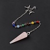 Natural Rose Quartz Hexagonal Pointed Cone Dowsing Pendulum Pendants G-G983-05P-02-3