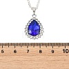 2Pcs 2 Styles Alloy Glass Teardrop Heart Pendant 304 Stainless Steel Rolo Chain Necklaces for Women NJEW-JN06499-5