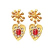 Flower with Heart Alloy Rhinestone Stud Earrings FS-WGA31FA-01-3