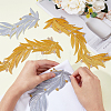 2 Pairs 2 Colors Polyester Metallic Thread Embroidery Leaf Appliques DIY-FH0005-82-3